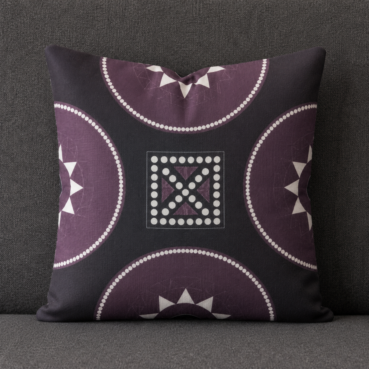 Purple & Dots Cushion Cover With Filling