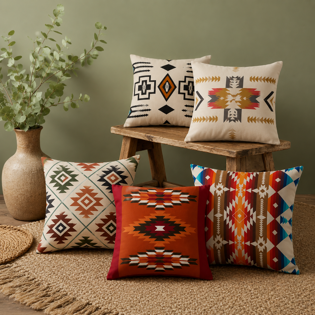 Terracotta Southwestern Cushion Covers Pack of 5