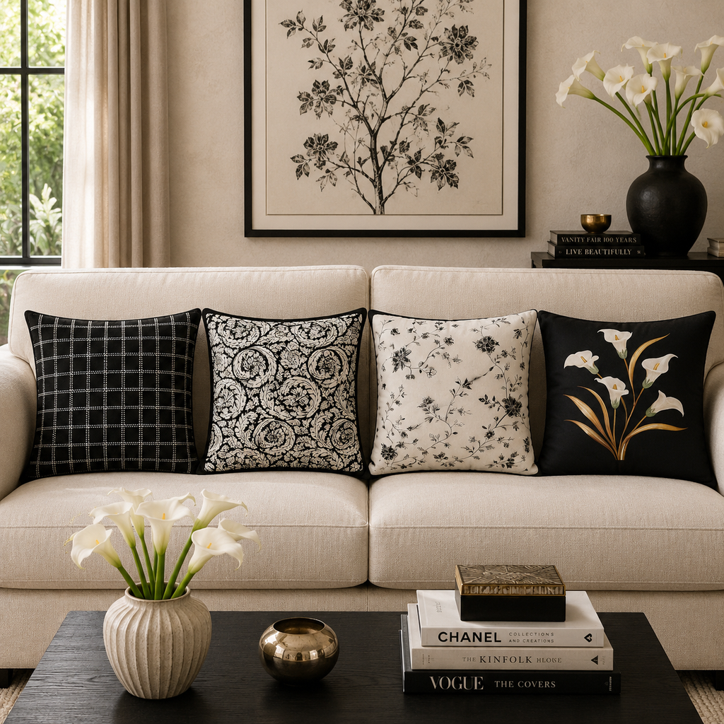 Bilin Ggaier Black Cushion Cover Pack of 4