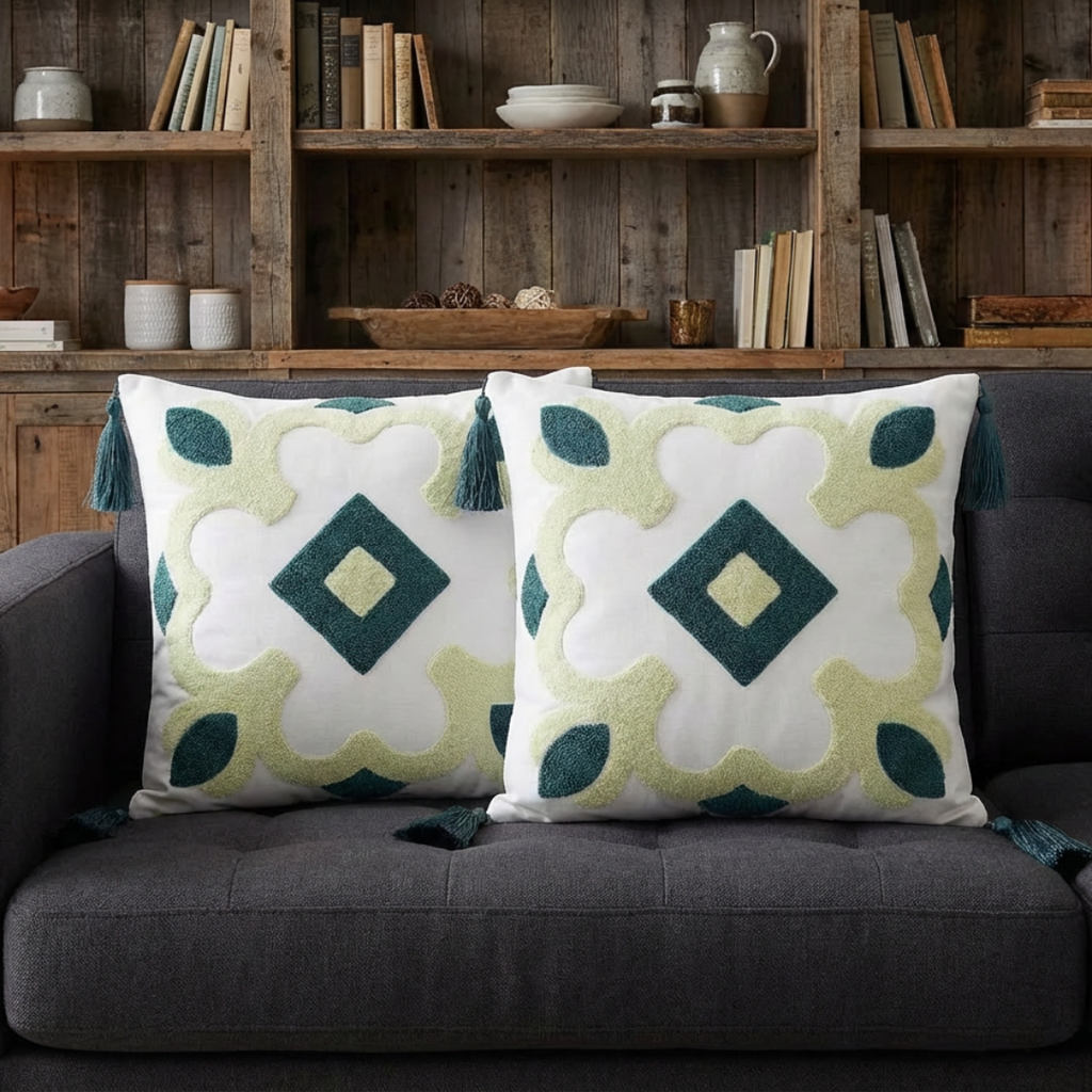 Royal Mint Pattern Hand Sequin Cushion Cove pack of 2
