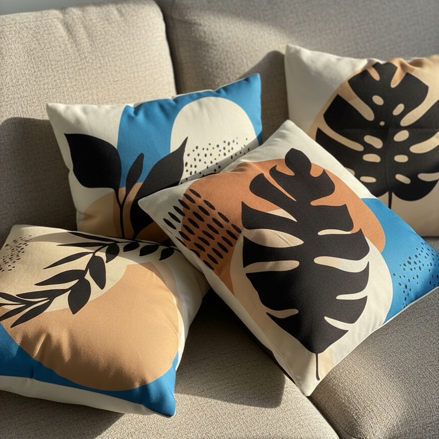 Ocean Palm Cushion Covers Pack of 4