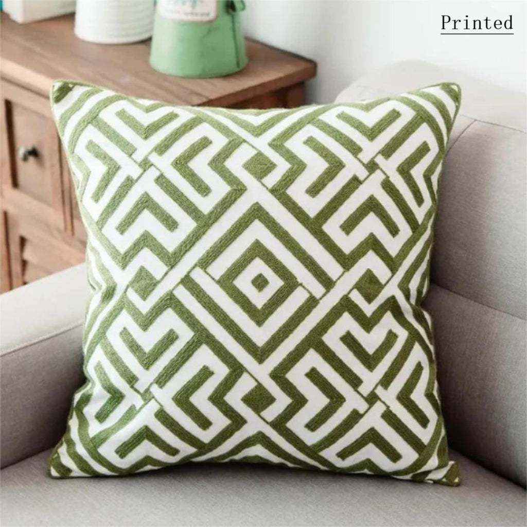 Green Geometric Printed Cushion Cover Pack of 4