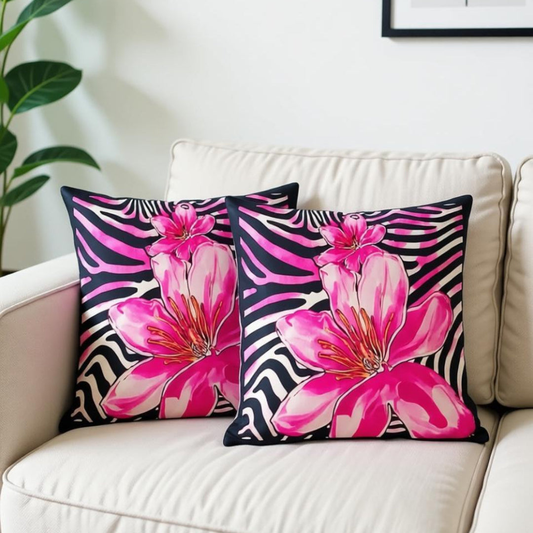 Pink Safari Bloom Cushions Cover Pack of 2