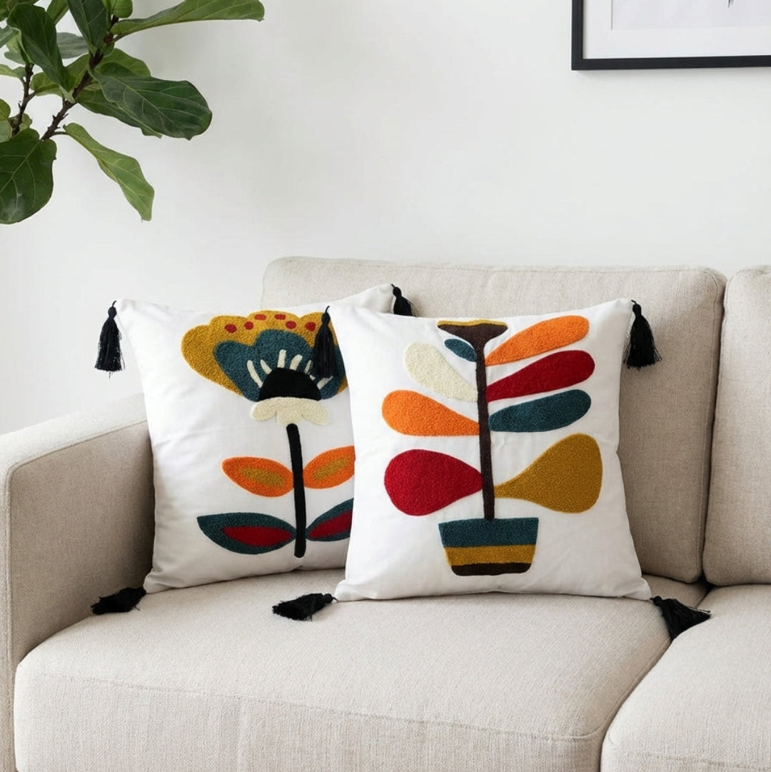 Rustic Bloom Hand Sequin Cushion Cover pack of 2