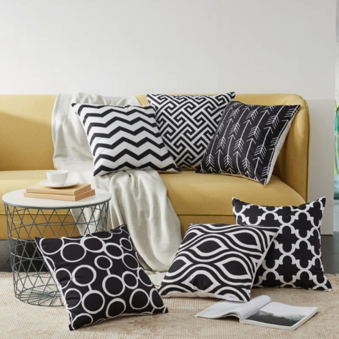 Geometric Canvas Indoor Pack of 6 - Black