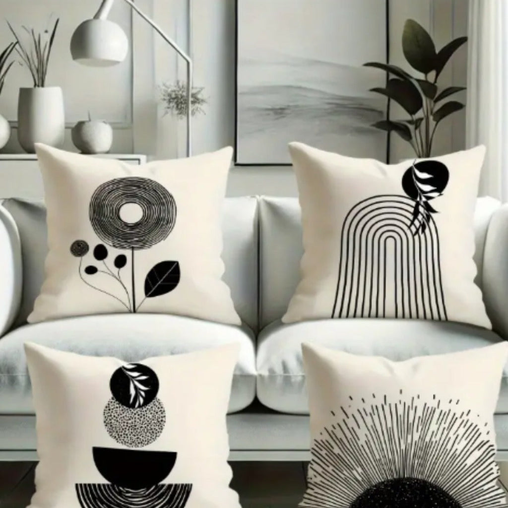 Modern Bohemian Short Pile Throw Pillow Covers Pack Of 4