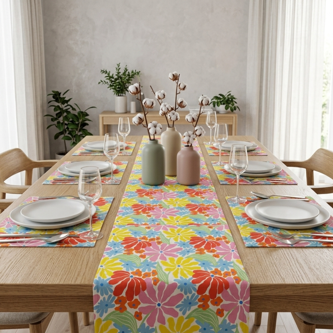 Wild Flower Grace Table runner with Mats