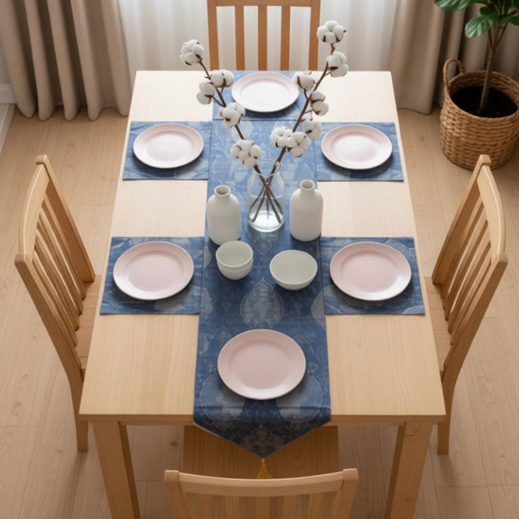 Saro Lifestyle Dining Table Runner With 4 Mats