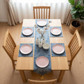 Blue Damask Elegance Table Runner With 4 Mats