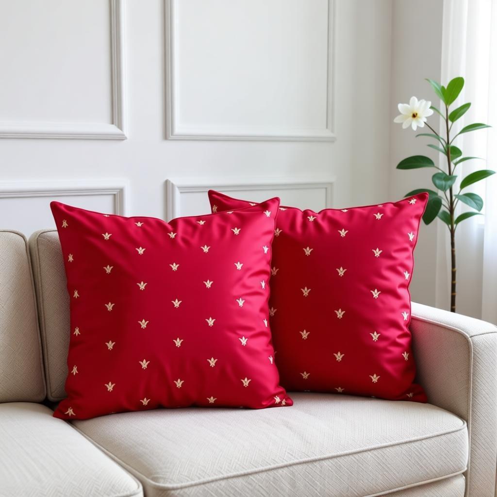 Royal Red Embroidered Velvet Cushion Cover pack of 2