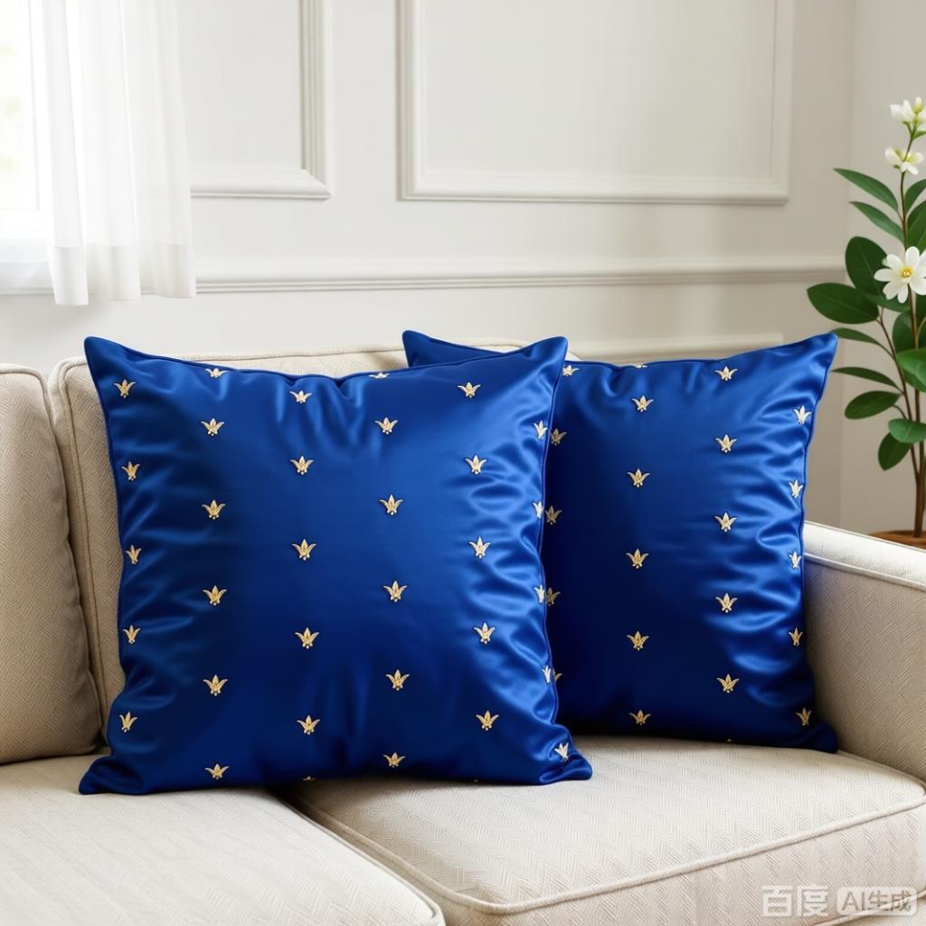 Royal Blue Embroidered Velvet Cushion Cover pack of 2