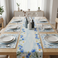 White Flowers Table runner with Mats